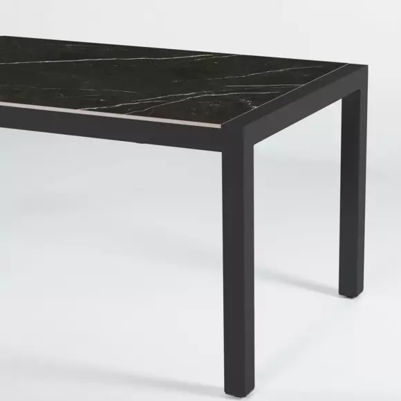 Table de jardin 8 places Aluminium/Céramique Modena (180 x 90 cm) - Gris anthracite/Noir marbré 3
