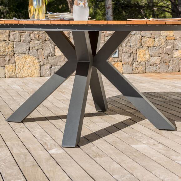 Tavolo da giardino 8 posti Alluminio/Eucalipto Bali (Ø150 cm) - Grigio antracite 2