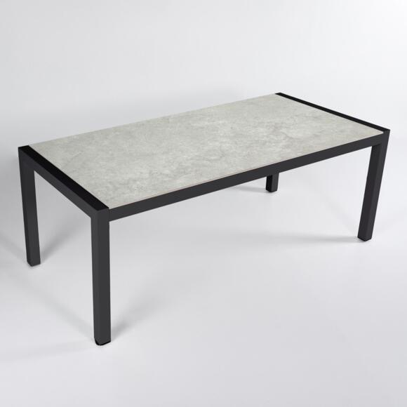 Table de jardin 6 places Aluminium/Céramique Modena (150 x 75 cm) - Gris anthracite/Gris clair 3