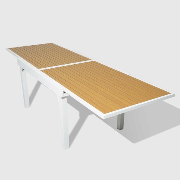 Table de jardin extensible 12 places Aluminium effet bois Murano (320 x 100 cm) - Blanche 3