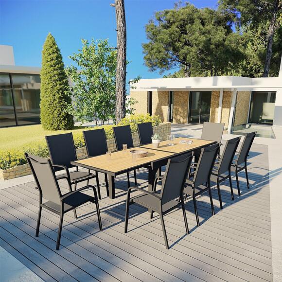 Sedia da giardino con schienale alto in alluminio impilabile Murano - Grigio antracite 2