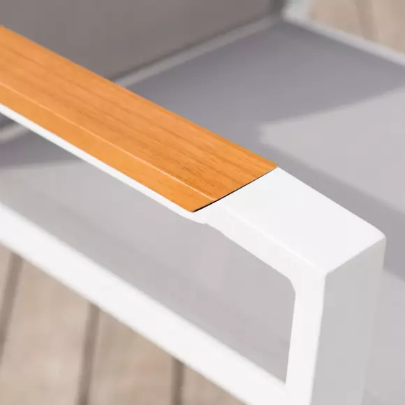 Tuinstoel met armleuning stapelbaar aluminium Bali - Wit 3
