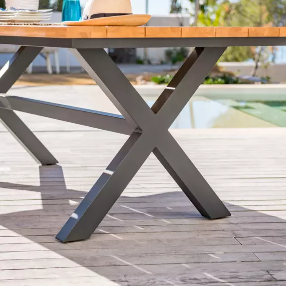 Tuintafel 8 persoons Aluminium /teakhout Bali (200 x 100 cm) - Antraciet 3
