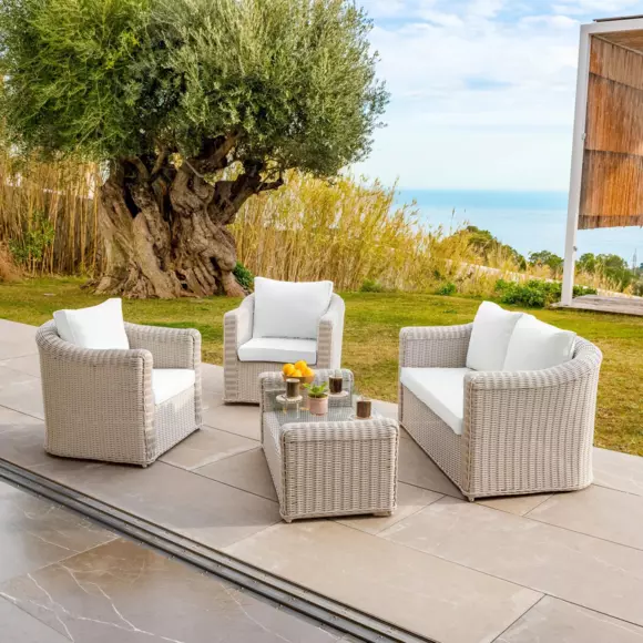 Coussins de remplacement pour salon de jardin Calvi 4 places - Blanc 3