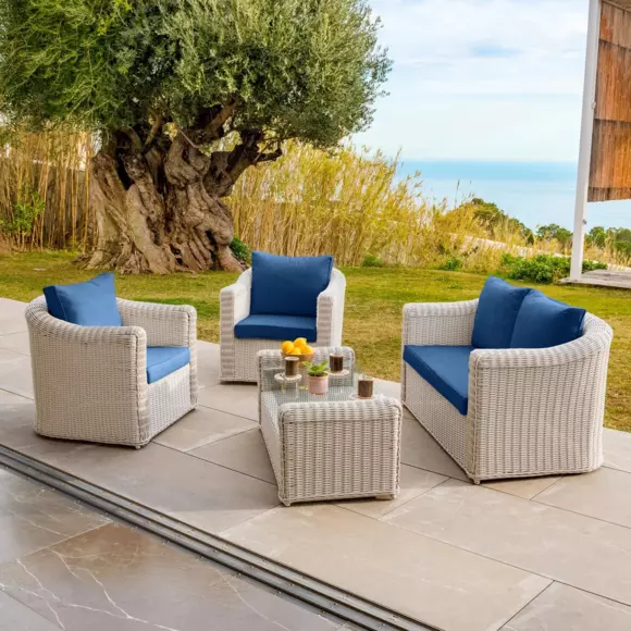 Coussins de remplacement pour salon de jardin Calvi 4 places - Bleu 3