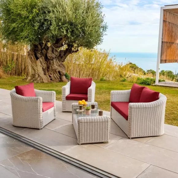 Coussins de remplacement pour salon de jardin Calvi 4 places - Rouge 3