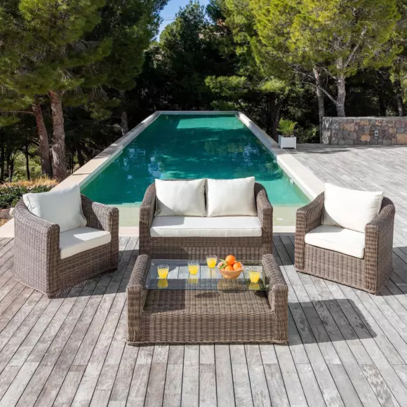 Vervangende kussenhoezen voor loungeset Calvi 4 zitplaatsen - Beige 3
