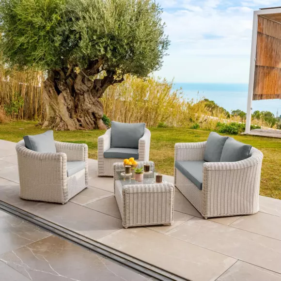 Housses de coussin de remplacement pour salon de jardin Calvi 4 places - Gris clair 2