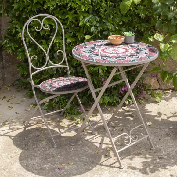 Silla bistro mosaico Narbonne Topo/Rosa 3