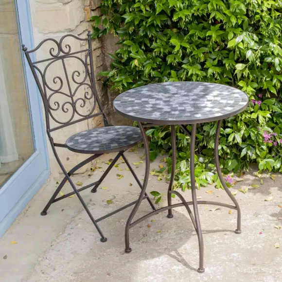 Silla bistro Siena marrón/gris mosaico 2
