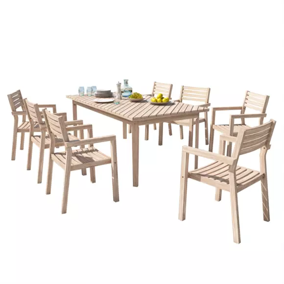 Table de jardin rectangulaire Acacia Saigon (190 x 100 cm) - Naturelle 2