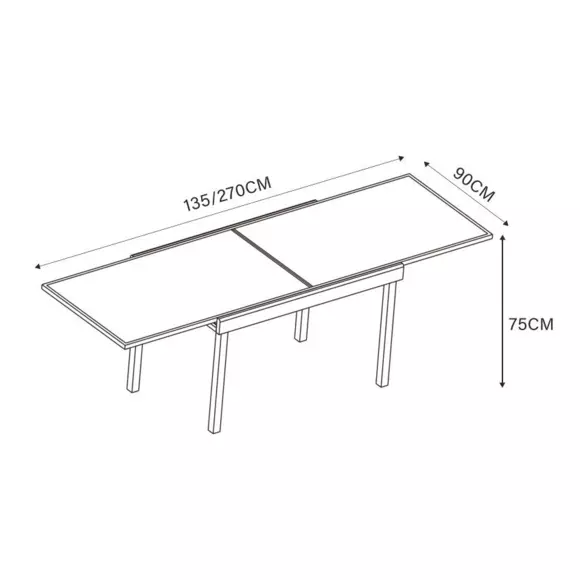 Tavolo da giardino rettangolare allungabile 10 posti in vetro Alluminio Murano (270 x 90 cm) - Bianco 8