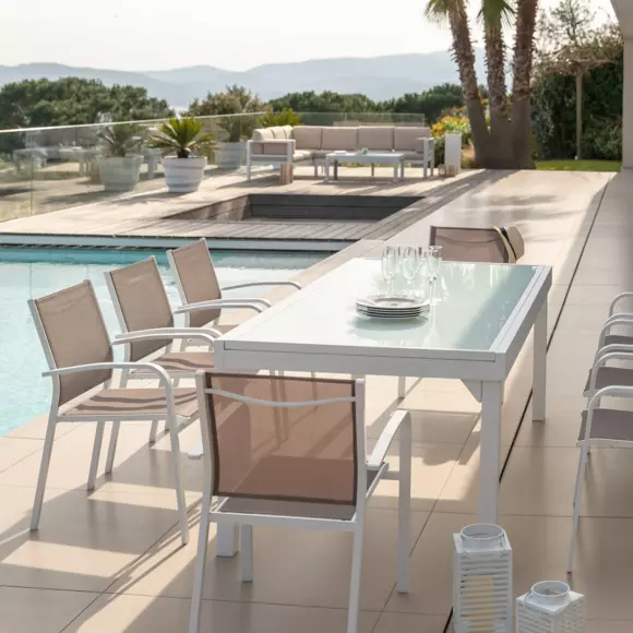 Tavolo rettangolare allungabile 12 posti Alluminio Murano (320 x 100 cm) - Bianco 3