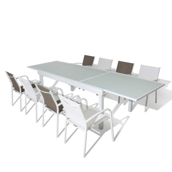Tavolo rettangolare allungabile 12 posti Alluminio Murano (320 x 100 cm) - Bianco 7