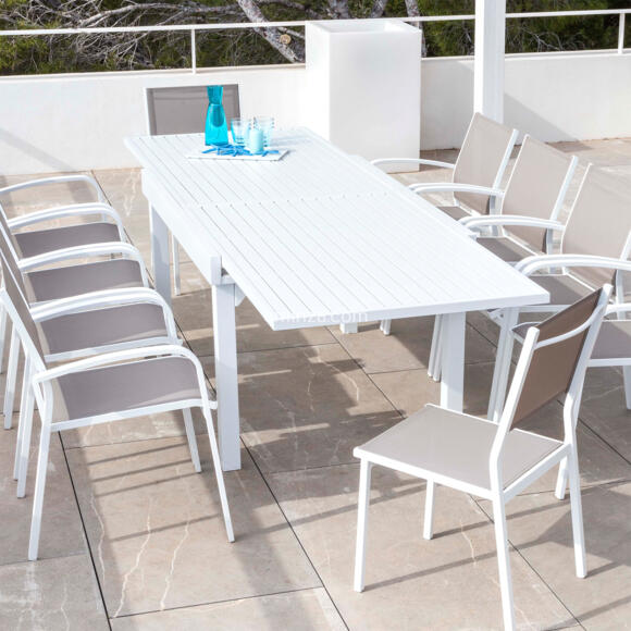 Mesa de jardín rectangular extensible Aluminio Murano (Hasta 12 pers.) - Blanco 2