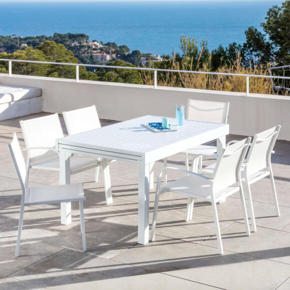 Mesa de jardín rectangular extensible Aluminio Murano (Hasta 12 pers.) - Blanco 3