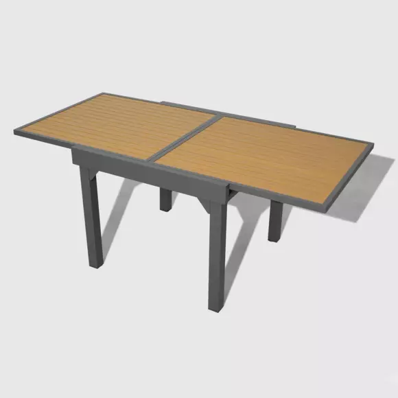 Tuintafel uitschuifbaar 8 personen Aluminium hout effect Murano (180 x 90 cm)- Antraciet 3