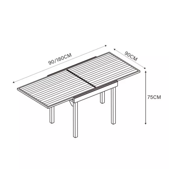 Mesa de jardín extensible 8 personas Aluminio efecto madera Murano (180 x 90 cm)- Gris antracita 7