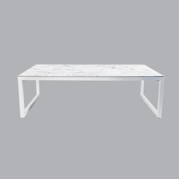 Tuintafel 12 zitplaatsen Aluminium/Keramiek Kore (260 x 120 cm) - Wit/gemarmerd wit 3