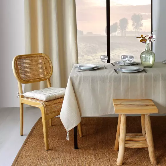 Mantel rectangular en algodón reciclado (L240 cm) Bombay Crudo 2