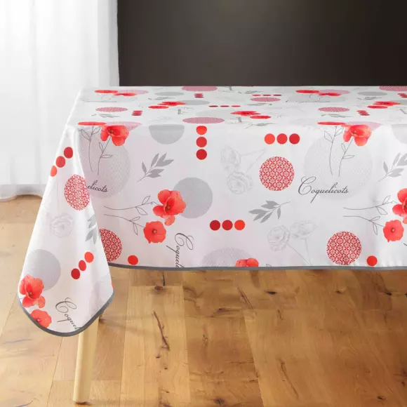Nappe rectangulaire anti-taches (L240 cm) Pavotine Rouge 3