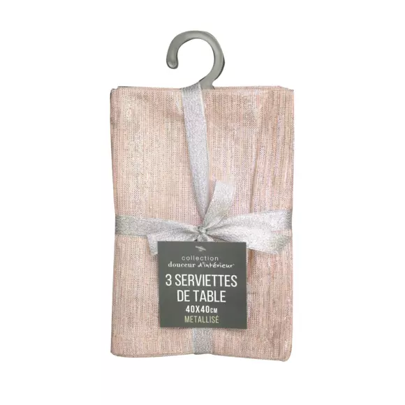 Lot de 3 serviettes coton Elegancia Rose 3