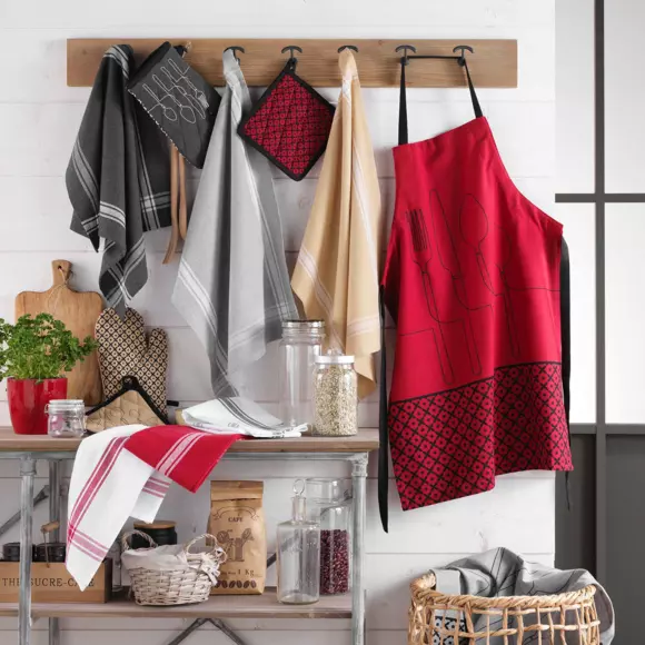 Ovenwant en pannenlap gerecycled katoen Cuisiline Gemeleerd grijs 2