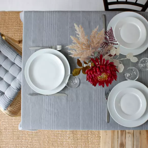 Mantel rectangular en algodón reciclado (L240 cm) Bombay gris 2