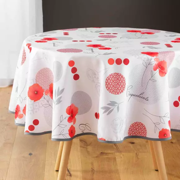 Mantel redondo anti-mantas (D180 cm) Pavotine Rojo 3