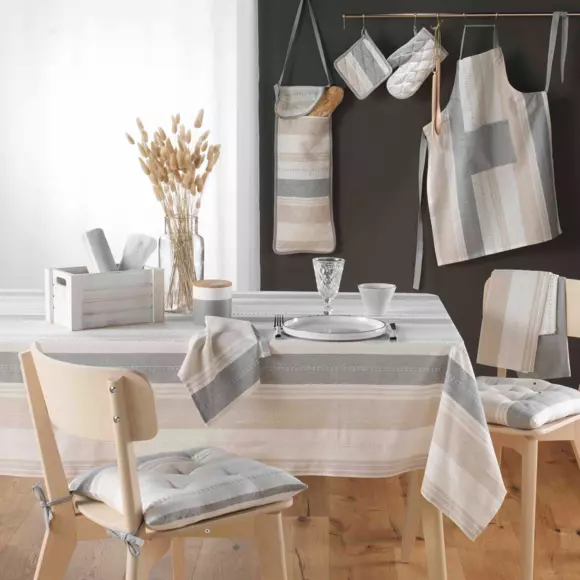 Mantel rectangular algodón reciclado (L240 cm) Andria Beige 2