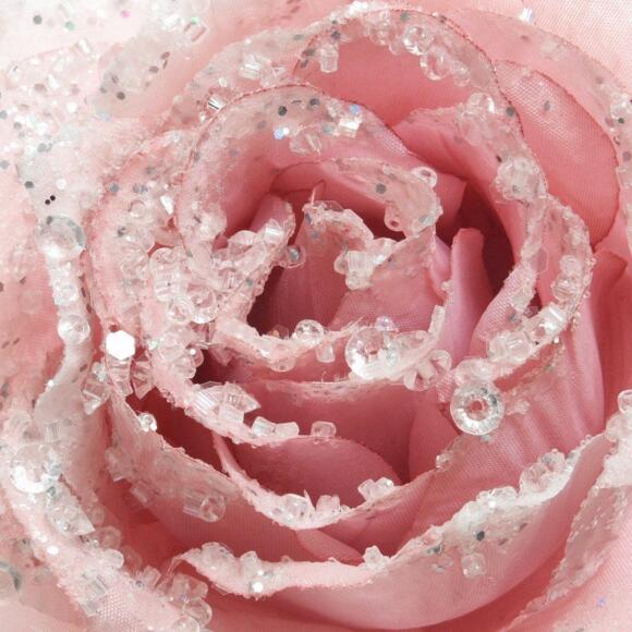 Fiore decorativo con pinza paillete Rosa cipria 2