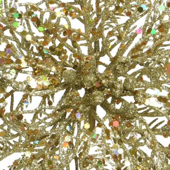 Poinsettia de Navidad brillante con clip Oro 3