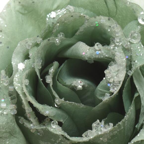 Kunstblume auf Clip mit Pailletten Salbeigrün 2