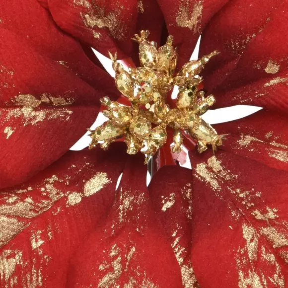 Kerstroos Velours  op een clip Rood 2