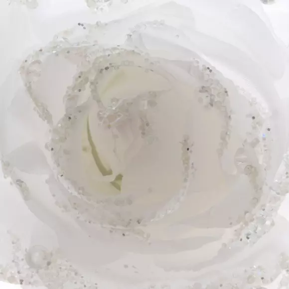 Flor decorativa sobre pinza Rosace Blanco 2