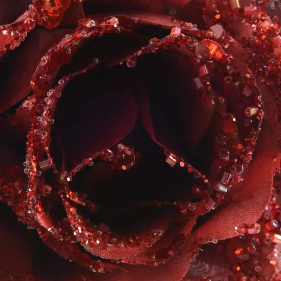 Flor decorativa sobre pinza con lentejuelas Burdeos 3