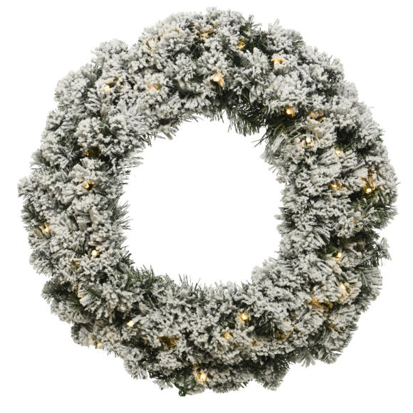 Corona de Navidad luminosa Royal 50 cm verde nevado/ Blanco cálido 2