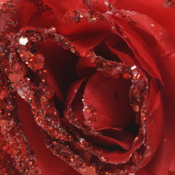 Fleur décorative sur pince pailletée Rouge 2