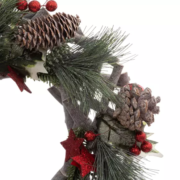 Couronne de Noël boules et nature 2