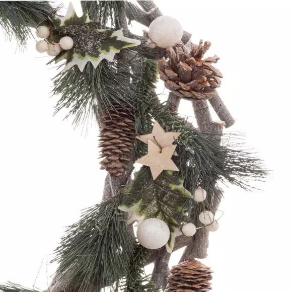 Couronne de Noël étoiles et pommes de pin 2