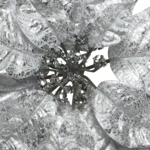 Poinsettia de Navidad (D26 cm) con clip Plata 2