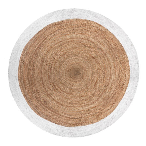 Jute tapijt (D120 cm) met witte rand 3