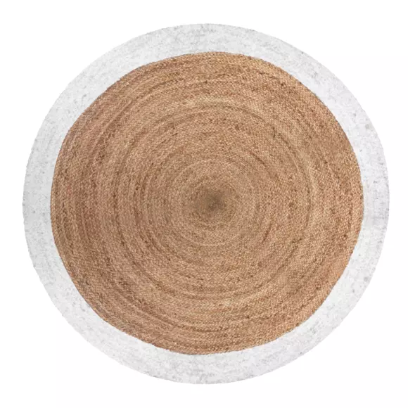 Alfombra yute (D120 cm) Borde Blanco 3
