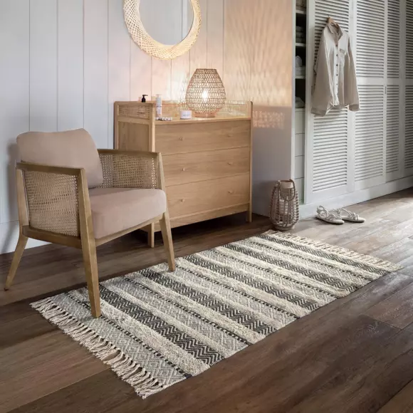 Vloerkleed katoen (150 cm) Relief Grijs en ecru 2