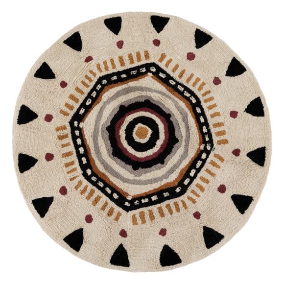 Tapis coton rond (120 cm) Tribal Multicolore 3