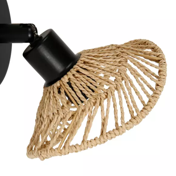 Wandlamp van papier en metaal (H17 cm) Ozana Natuurlijk