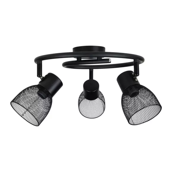 Plafondlamp 3 spots Grillage Zwart 2