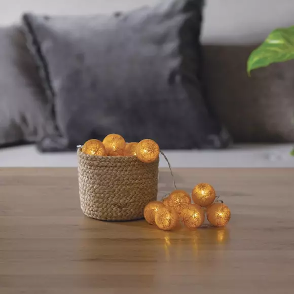 Guirlande lumineuse Loula Jaune moutarde 16 boules 2
