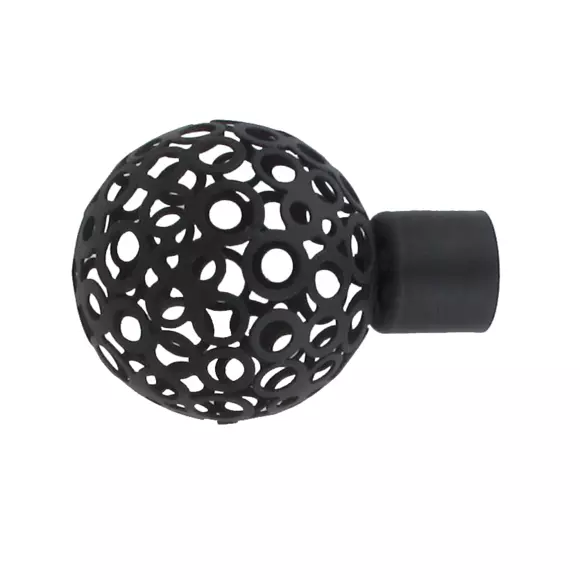 Lot de 2 embouts tringle (D20 mm) Jim Boule perforée Noir mat 127