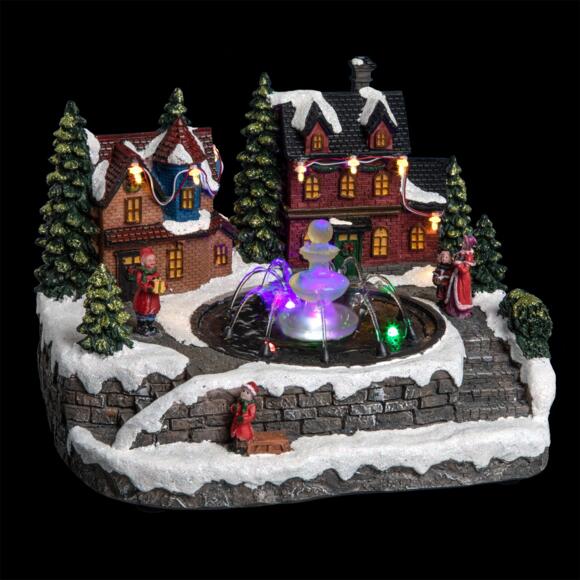 Villaggio di Natale luminoso Casa e fontana 3